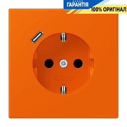Розетка з заземленням та USB тип C JUNG LC1520-18C224 помаранчева (32080)