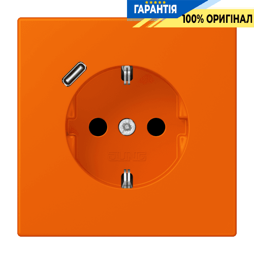 Розетка з заземленням та USB тип C JUNG LC1520-18C224 помаранчева (32080)
