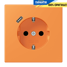 Розетка з заземленням та USB тип C JUNG LC1520-18C225 помаранчевого кольору orange clair (32081)