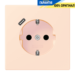Розетка з заземленням та USB тип C JUNG LC1520-18C226 оранжевий pâle (32082)