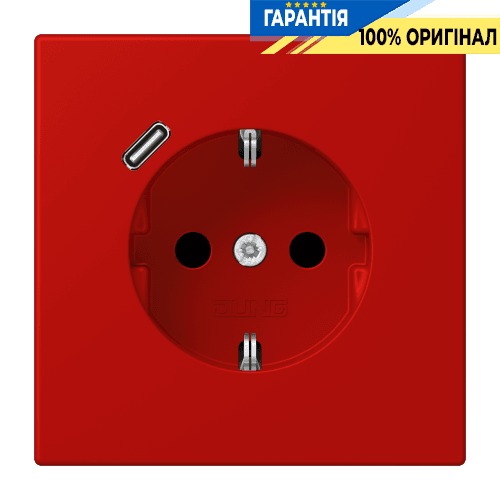 Розетка з заземленням та USB тип C JUNG LC1520-18C227 rouge vermillon 31 (32090)