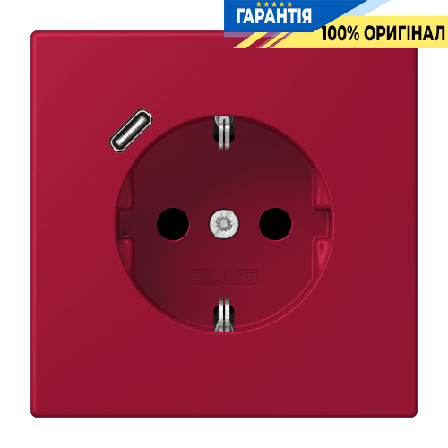 Розетка з заземленням та USB тип C JUNG LC1520-18C229 rouge carmin (32100)