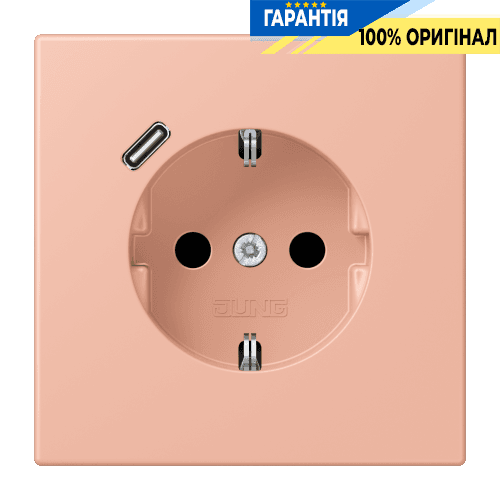 Розетка з заземленням та USB тип C JUNG LC1520-18C231 rose clair (32102)