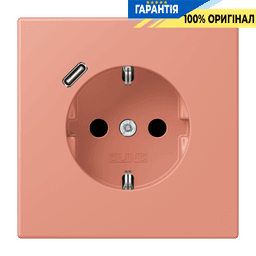 Розетка з заземленням та USB тип C JUNG LC1520-18C233 l’ocre rouge moyen (32111)