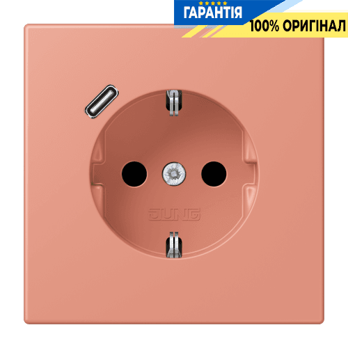 Розетка з заземленням та USB тип C JUNG LC1520-18C233 l’ocre rouge moyen (32111)