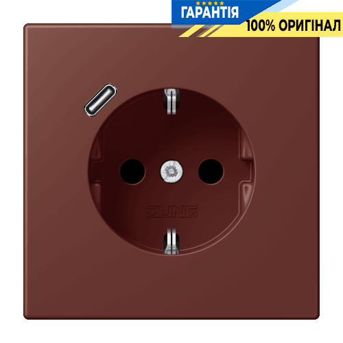 Розетка з заземленням та USB тип C JUNG LC1520-18C235 terre sienne brûlée 31 (32120)