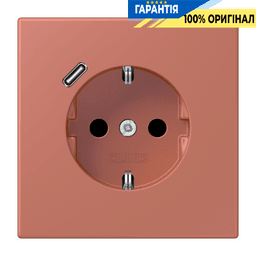 Розетка з заземленням та USB тип C JUNG LC1520-18C236 terre sienne brique (32121)