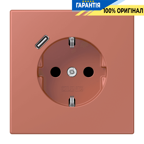 Розетка з заземленням та USB тип C JUNG LC1520-18C236 terre sienne brique (32121)