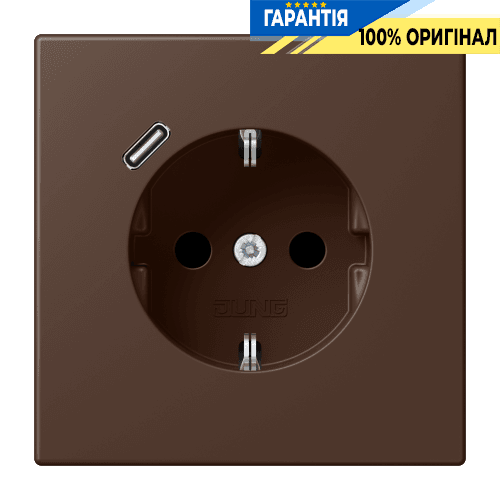 Розетка з заземленням та USB тип C JUNG LC1520-18C239 terre d’ombre brûlée 31 (32130)