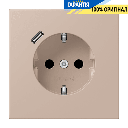 Розетка з заземленням та USB тип C JUNG LC1520-18C240 ombre brûlée claire (32131)