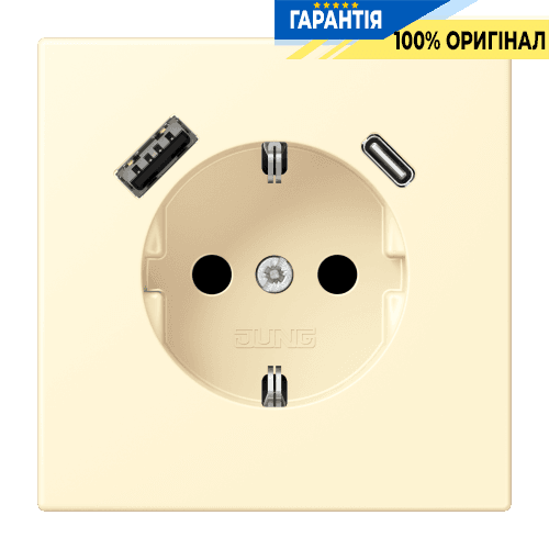 Розетка з заземленням та USB тип AC JUNG LC1520-15CA201 blanc (32001)