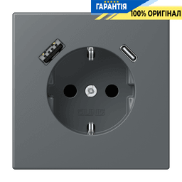 Розетка з заземленням та USB тип AC JUNG LC1520-15CA202 gris foncé 31 (32010)