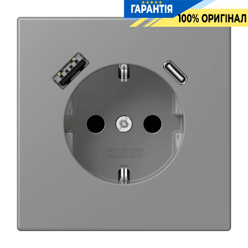 Розетка з заземленням та USB тип AC JUNG LC1520-15CA203 gris 31 (32011)
