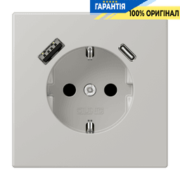 Розетка з заземленням та USB тип AC JUNG LC1520-15CA205 gris clair 31 (32013)