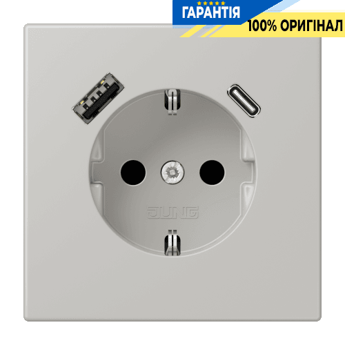 Розетка з заземленням та USB тип AC JUNG LC1520-15CA205 gris clair 31 (32013)