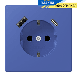 Розетка з заземленням та USB тип AC JUNG LC1520-15CA206 bleu outremer 31 (32020)