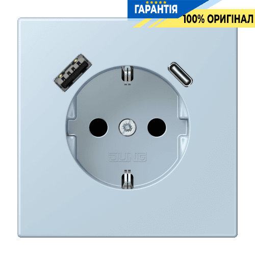 Розетка з заземленням та USB тип AC JUNG LC1520-15CA208 outremer clair (32022)