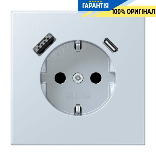 Розетка з заземленням та USB тип AC JUNG LC1520-15CA209 outremer pâle (32023)
