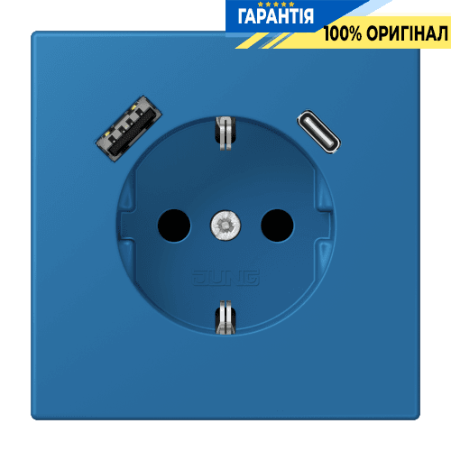 Розетка з заземленням та USB тип AC JUNG LC1520-15CA211 bleu céruléen 31 (32030)