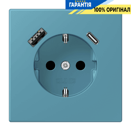 Розетка з заземленням та USB тип AC JUNG LC1520-15CA212 céruléen vif (32031)