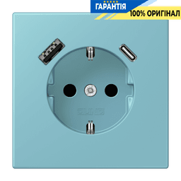 Розетка з заземленням та USB тип AC JUNG LC1520-15CA213 céruléen moyen (32032)