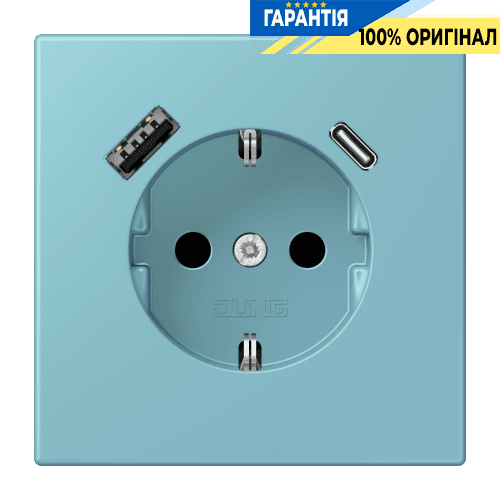 Розетка з заземленням та USB тип AC JUNG LC1520-15CA213 céruléen moyen (32032)