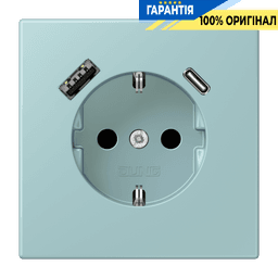 Розетка з заземленням та USB тип AC JUNG LC1520-15CA214 céruléen clair (32033)