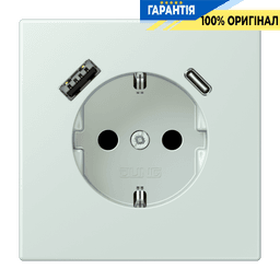 Розетка з заземленням та USB тип AC JUNG LC1520-15CA215 céruléen pâle (32034)