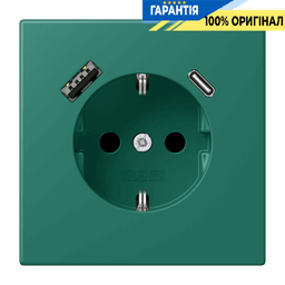 Розетка з заземленням та USB тип AC JUNG LC1520-15CA216 vert anglais (32040)