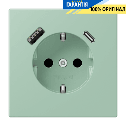 Розетка з заземленням та USB тип AC JUNG LC1520-15CA217 vert anglais clair (32041)