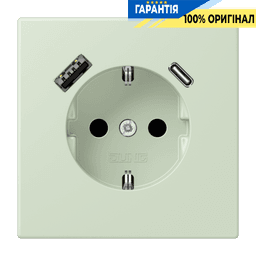 Розетка з заземленням та USB тип AC JUNG LC1520-15CA218 vert anglais pâle (32042)