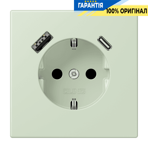Розетка з заземленням та USB тип AC JUNG LC1520-15CA218 vert anglais pâle (32042)