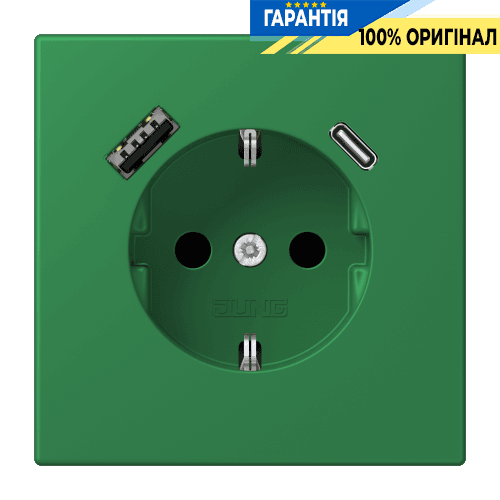 Розетка з заземленням та USB тип AC JUNG LC1520-15CA219 vert foncé (32050)