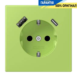 Розетка з заземленням та USB тип AC JUNG LC1520-15CA221 vert clair (32052)