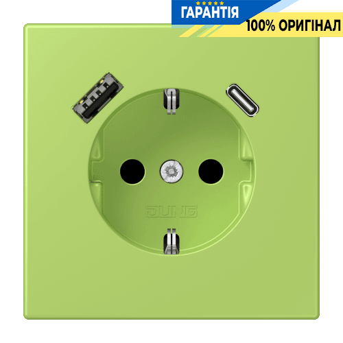 Розетка з заземленням та USB тип AC JUNG LC1520-15CA221 vert clair (32052)