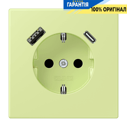 Розетка з заземленням та USB тип AC JUNG LC1520-15CA222 vert jaune clair (32053)