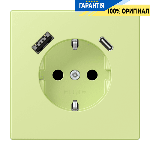 Розетка з заземленням та USB тип AC JUNG LC1520-15CA222 vert jaune clair (32053)