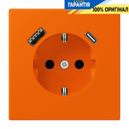 Розетка з заземленням та USB тип AC JUNG LC1520-15CA224 помаранчева (32080)