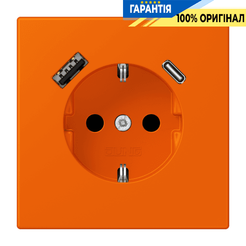Розетка з заземленням та USB тип AC JUNG LC1520-15CA224 помаранчева (32080)