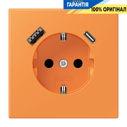 Розетка з заземленням та USB тип AC JUNG LC1520-15CA225 оранжевого кольору orange clair (32081)