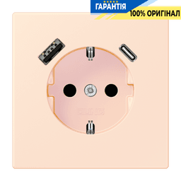 Розетка з заземленням та USB тип AC JUNG LC1520-15CA226 помаранчевий pâle (32082)