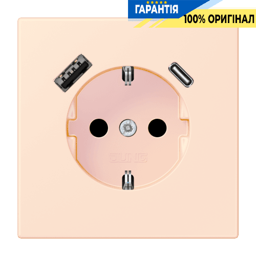 Розетка з заземленням та USB тип AC JUNG LC1520-15CA226 помаранчевий pâle (32082)