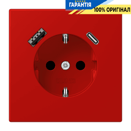 Розетка з заземленням та USB тип AC JUNG LC1520-15CA227 rouge vermillon 31 (32090)