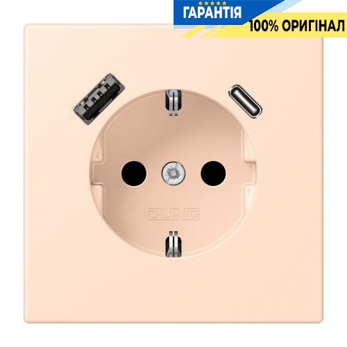 Розетка з заземленням та USB тип AC JUNG LC1520-15CA228 rose pâle (32091)
