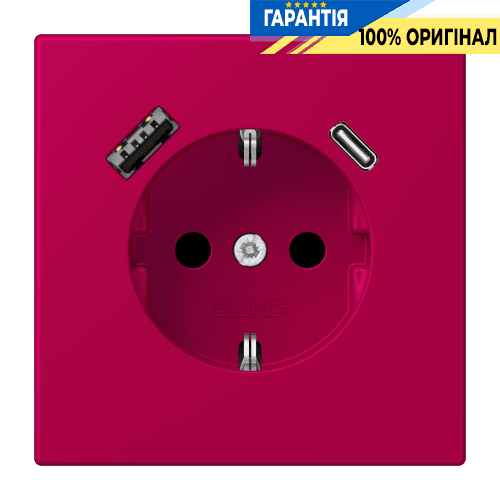 Розетка з заземленням та USB тип AC JUNG LC1520-15CA230 rouge rubia (32101)