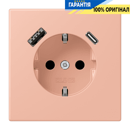 Розетка з заземленням і USB тип AC JUNG LC1520-15CA231 rose clair (32102)