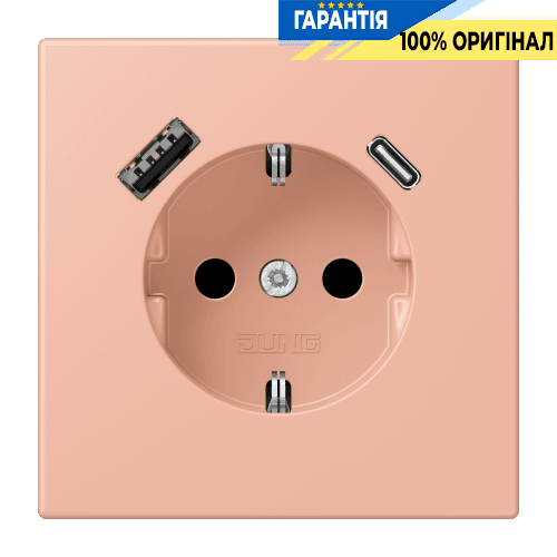 Розетка з заземленням і USB тип AC JUNG LC1520-15CA231 rose clair (32102)