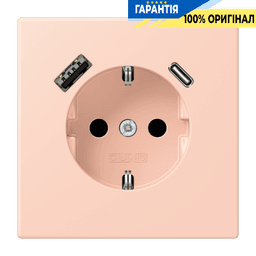 Розетка з заземленням та USB тип AC JUNG LC1520-15CA234 l’ocre rouge clair (32112)