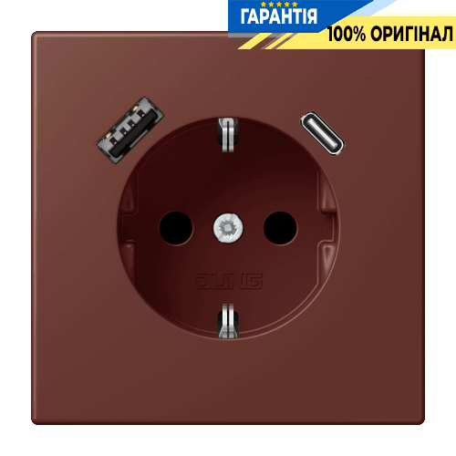 Розетка з заземленням та USB тип AC JUNG LC1520-15CA235 terre sienne brûlée 31 (32120)