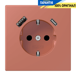 Розетка з заземленням та USB тип AC JUNG LC1520-15CA236 terre sienne brique (32121)